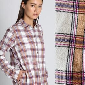 Jachs Girlfriend Plaid Shacket Shirt Long Sleeve Pockets Size Small Womens